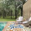 Leick Home 595397 Beam Flower Indoor Outdoor Area Rug Rectangle 4’x6′