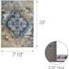 Leick Home 596486 Vienne Vintage Faded Turkish Medallion Ivory and Navy Living Room Bedroom Area Rug Rectangle 7’10” x 10′