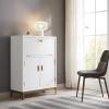 Leick Home 70005 Mixed Metal and Wood Drop Down Hideaway Top Desk, White/Gold