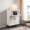Leick Home 70005 Mixed Metal and Wood Drop Down Hideaway Top Desk, White/Gold