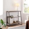 Leick Home 70007-ROBLK Mixed Metal and Wood Stepped Tier Bookshelf, Roughsawn Oak/Gunmetal Gray
