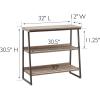 Leick Home 70007-ROBLK Mixed Metal and Wood Stepped Tier Bookshelf, Roughsawn Oak/Gunmetal Gray
