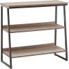 Leick Home 70007-ROBLK Mixed Metal and Wood Stepped Tier Bookshelf, Roughsawn Oak/Gunmetal Gray