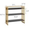 Leick Home 70008-BLKGD Mixed Metal and Wood Slatted Bookshelf, Black/Gold