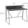 Leick Home 70010-ROGM Fletcher 44″ L x 23.75″ W/D Ready-to-Assemble Contemporary Single-Shelf Cable Management Writing Desk for Home Office, Craft Room, Gaming, Roughsawn Oak/Gunmetal(Grey)