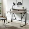 Leick Home 70010-ROGM Fletcher 44″ L x 23.75″ W/D Ready-to-Assemble Contemporary Single-Shelf Cable Management Writing Desk for Home Office, Craft Room, Gaming, Roughsawn Oak/Gunmetal(Roughsawn Oak/ Gunmetal)