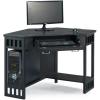 Leick Home 83430 Corner Computer/Writing Desk with Center Keyboard Drawer and Shelf, Black Oak(Black)