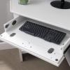 Leick Home 83430 Corner Computer/Writing Desk with Center Keyboard Drawer and Shelf, Black Oak(White/Brushed Nickel)