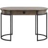 Leick Home 84405 Oval Metal Leg Desk/Vanity with Drop Front Keyboard Drawer, Smoke Gray and Gunmetal(Smoke Gray-wash/Gunmetal Gray)