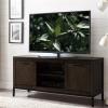 Leick Home 89650 Tableau Vintage Oak TV Console on Black Metal Base for 60″ TVs, Distressed Riverstone(Distressed Riverstone)