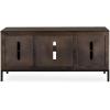 Leick Home 89650 Tableau Vintage Oak TV Console on Black Metal Base for 60″ TVs, Distressed Riverstone(Distressed Riverstone)