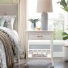 Leick Home 9070-WT Assembled Basket Shelf One Drawer Nightstand Side Table with Top AC/USB Outlet, White