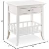 Leick Home 9070-WT Assembled Basket Shelf One Drawer Nightstand Side Table with Top AC/USB Outlet, White