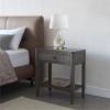 Leick Home 9080-WT Cade Wood Side Table with Drawer and USB-C Fast Charging Station AC/USB Charger Port Integrated, White(Smoke Gray)