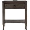 Leick Home 9080-WT Cade Wood Side Table with Drawer and USB-C Fast Charging Station AC/USB Charger Port Integrated, White(Smoke Gray)