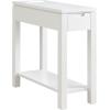 Leick Home 9080-WT Cade Wood Side Table with Drawer and USB-C Fast Charging Station AC/USB Charger Port Integrated, White(White)