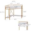 Leick Home 9230-WTGL Claudette Mixed Metal and Wood Corner Computer Office Writing Desk with Drop Front Keyboard Drawer, White/Satin Gold