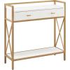 Leick Home 9231-WTGL Claudette Mixed Metal and Wood Hall Stand, White/Gold