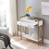 Leick Home 9231-WTGL Claudette Mixed Metal and Wood Hall Stand, White/Gold