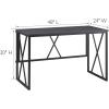 Leick Home Collapsible X Writing Computer Desk Space Saving for Bedroom, Home Office, Small Spaces, Fully Assembled in Gray Herringbone/Matte Black, 70002-BLKNK