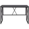 Leick Home Collapsible X Writing Computer Desk Space Saving for Bedroom, Home Office, Small Spaces, Fully Assembled in Gray Herringbone/Matte Black, 70002-BLKNK