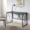 Leick Home Collapsible X Writing Computer Desk Space Saving for Bedroom, Home Office, Small Spaces, Fully Assembled in Gray Herringbone/Matte Black, 70002-BLKNK