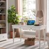 Leick Home Cottage White Turned leg Laptop Desk with Center Drawer, White(Cottage White)