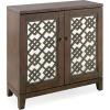 Leick Home 10083-WA Mirrored Diamond Filigree Hallstand/Entryway Table with Adjustable Shelf, Walnut(Walnut)