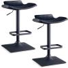 Leick Home 10138BL Adjustable Height Swivel Stool with Matte Black Base, Set of 2, Black
