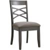 Leick Home 10184-GSMH Wood Double Cross Back Dining Chair, Set of 2, Graystone with Moss Heather Seat