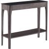 Leick Home 11132-GR Obsidian Black Glass Top Hall Console with Shelf, Gray(Grey)