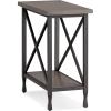 Leick Home 23400 Chisel & Forge Writing Computer Desk with Drop Front Keyboard Drawer, Smoke Gray and Matte Black(Narrow End Table)