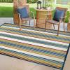 Leick Home 595033 Blithe Colorful Line Indoor Outdoor Area Rug Rectangle 5’3″x7′
