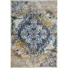 Leick Home 596460 Vienne Vintage Faded Turkish Medallion Ivory and Navy Living Room Bedroom Area Rug Rectangle 5’3″ x 7’7″