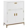 Leick Home 70005 Mixed Metal and Wood Drop Down Hideaway Top Desk, White/Gold
