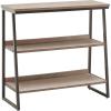 Leick Home 70007-ROBLK Mixed Metal and Wood Stepped Tier Bookshelf, Roughsawn Oak/Gunmetal Gray