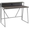 Leick Home 70010-ROGM Fletcher 44″ L x 23.75″ W/D Ready-to-Assemble Contemporary Single-Shelf Cable Management Writing Desk for Home Office, Craft Room, Gaming, Roughsawn Oak/Gunmetal(Grey)