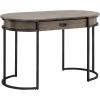 Leick Home 84405 Oval Metal Leg Desk/Vanity with Drop Front Keyboard Drawer, Smoke Gray and Gunmetal(Smoke Gray-wash/Gunmetal Gray)