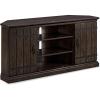Leick Home 89585 Hunt Club Two Door Rustic Oak Corner TV Stand with Open Component Storage for 60″ TV’s, Burnished Laurel Oak