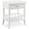 Leick Home 9070-WT Assembled Basket Shelf One Drawer Nightstand Side Table with Top AC/USB Outlet, White