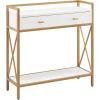 Leick Home 9231-WTGL Claudette Mixed Metal and Wood Hall Stand, White/Gold