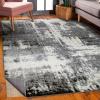 Leick Home Allerick Area Rug in Vintage Faded Abstract Gray with Rug Pad for Living Room Bedroom Office Rectangle 7’10” x 10′