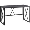 Leick Home Collapsible X Writing Computer Desk Space Saving for Bedroom, Home Office, Small Spaces, Fully Assembled in Gray Herringbone/Matte Black, 70002-BLKNK