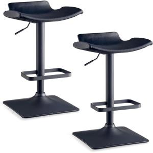 Leick Home 10138BL Adjustable Height Swivel Stool with Matte Black Base, Set of 2, Black
