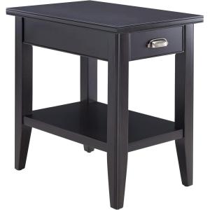 Leick Home 10506-BK Laurent Chairside Table with Drawer and Display Shelf, Black(Black)