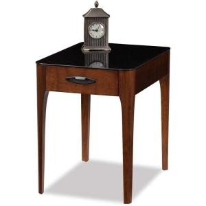 Leick Home 11132-GR Obsidian Black Glass Top Hall Console with Shelf, Gray(Chestnut)