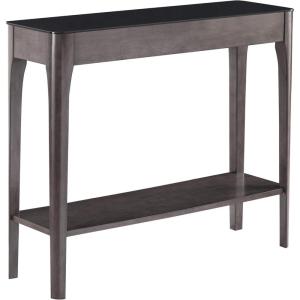 Leick Home 11132-GR Obsidian Black Glass Top Hall Console with Shelf, Gray(Grey)