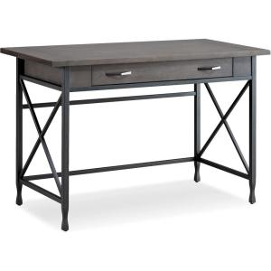 Leick Home 23400 Chisel & Forge Writing Computer Desk with Drop Front Keyboard Drawer, Smoke Gray and Matte Black(Modern)