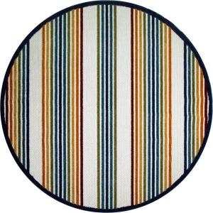 Leick Home 595041 Blithe Colorful Line Indoor Outdoor Area Rug Round 5’3″