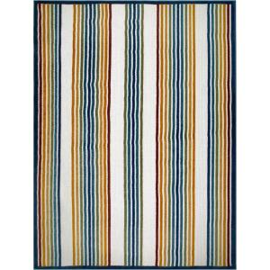 Leick Home 595132 Blithe Colorful Line Indoor Outdoor Area Rug Rectangle 6’7″x9’6″